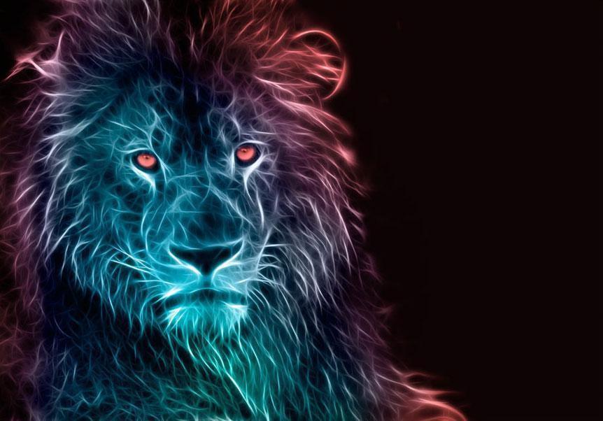 Fototapete - Abstract lion - rainbow Artgeist