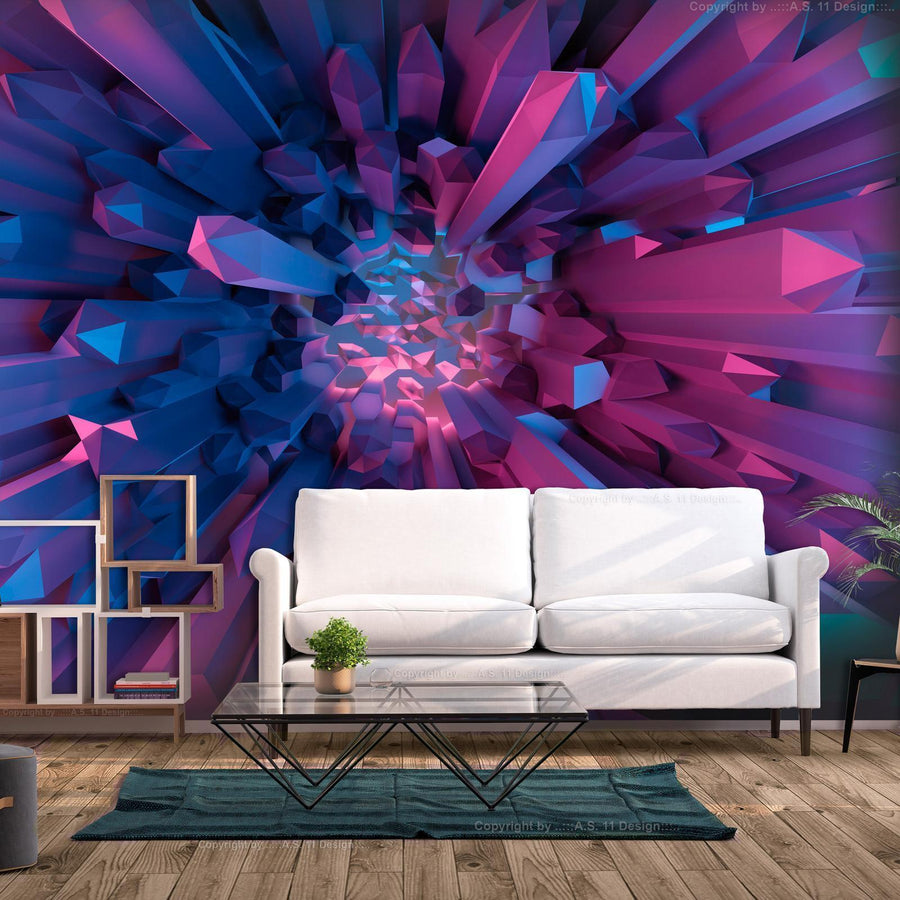 Fototapete Kristall & Geometrie in Lila – 3D-Effekt mit moderner Eleganz
