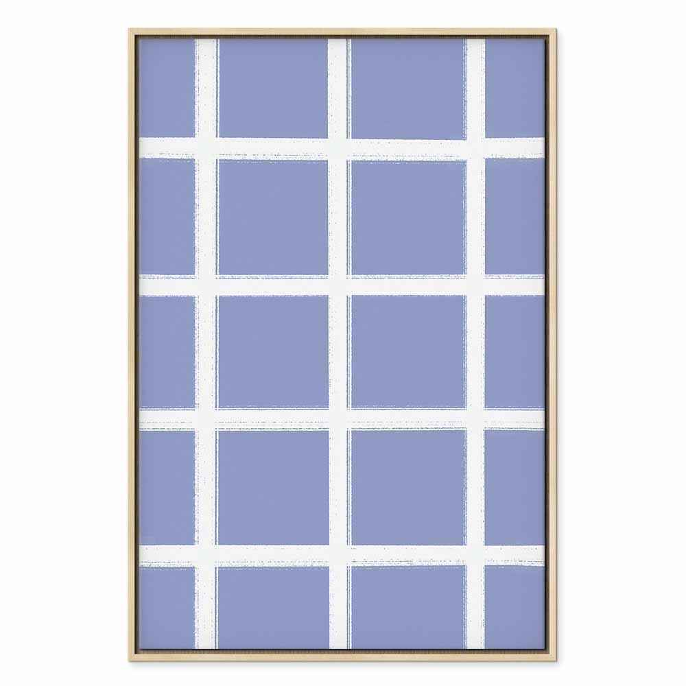 Leinwandbild - Lines and Symmetry - Expressive White Grid on a Blue Background