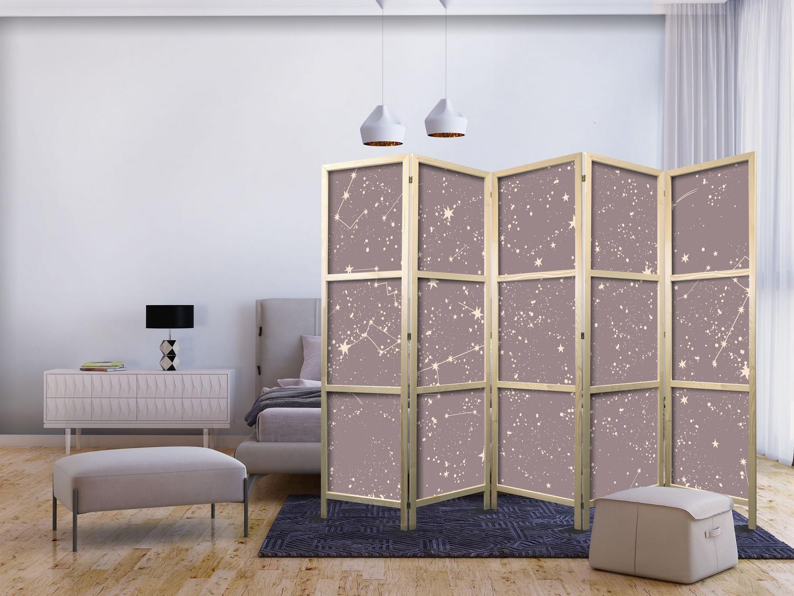 Japanischer Paravent - Night Sky - Artistic Constellations and Stars in Pastel Shades Artgeist