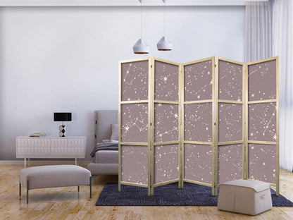 Japanischer Paravent - Night Sky - Artistic Constellations and Stars in Pastel Shades Artgeist