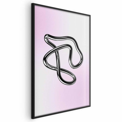 Poster - Silver Intricacies - fluid metallic figure on a gradient background
