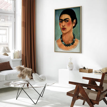 Leinwandbild - Frida Kahlo – Self-Portrait with Beaded Necklace
