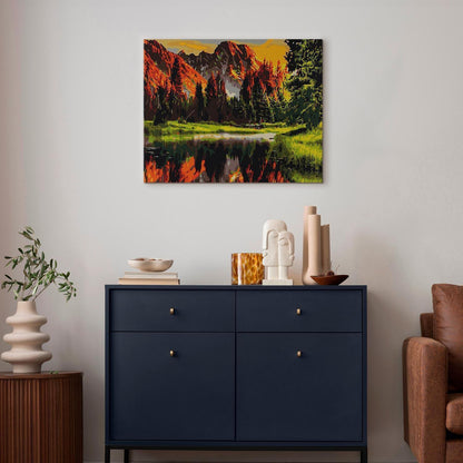 Malen nach Zahlen - Mountain valley at sunset