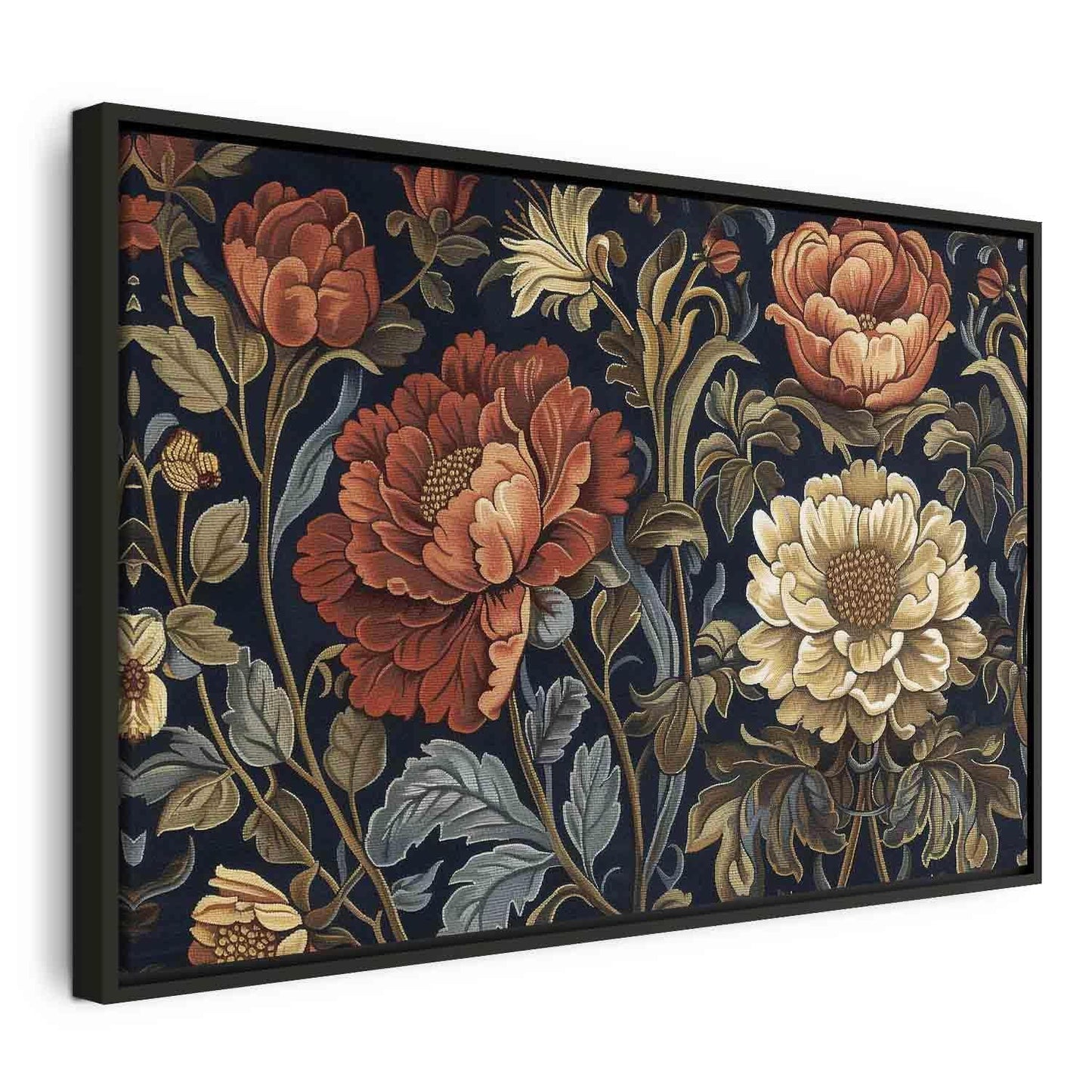 Leinwandbild - Tapestry Large Flowers Retro Floral Motif in Kilim Style Artgeist