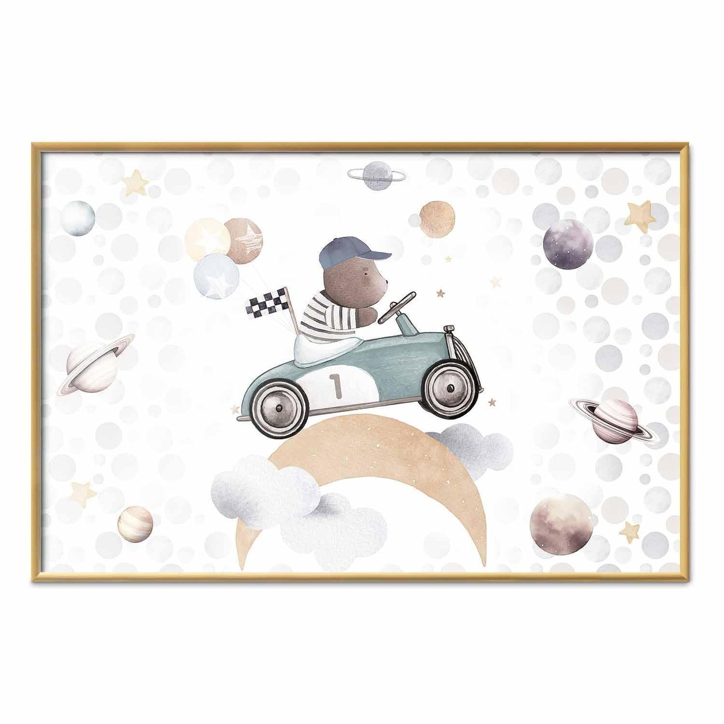 Poster - Bear in a Race Car