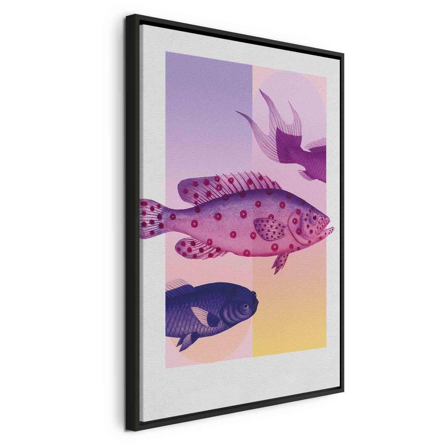 Leinwandbild - Fish in Pastels - Stylized Fish Against Gradient Shapes Artgeist