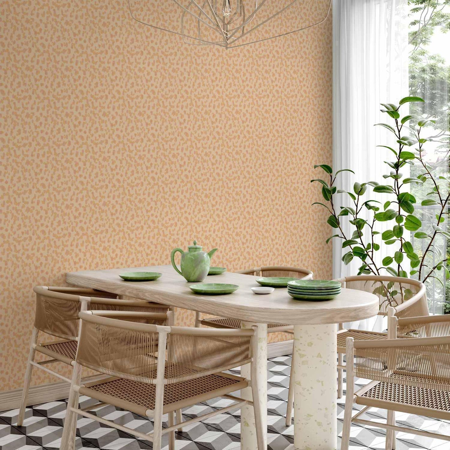 Tapete - Tiny Dots - optimistic pattern in peach colors