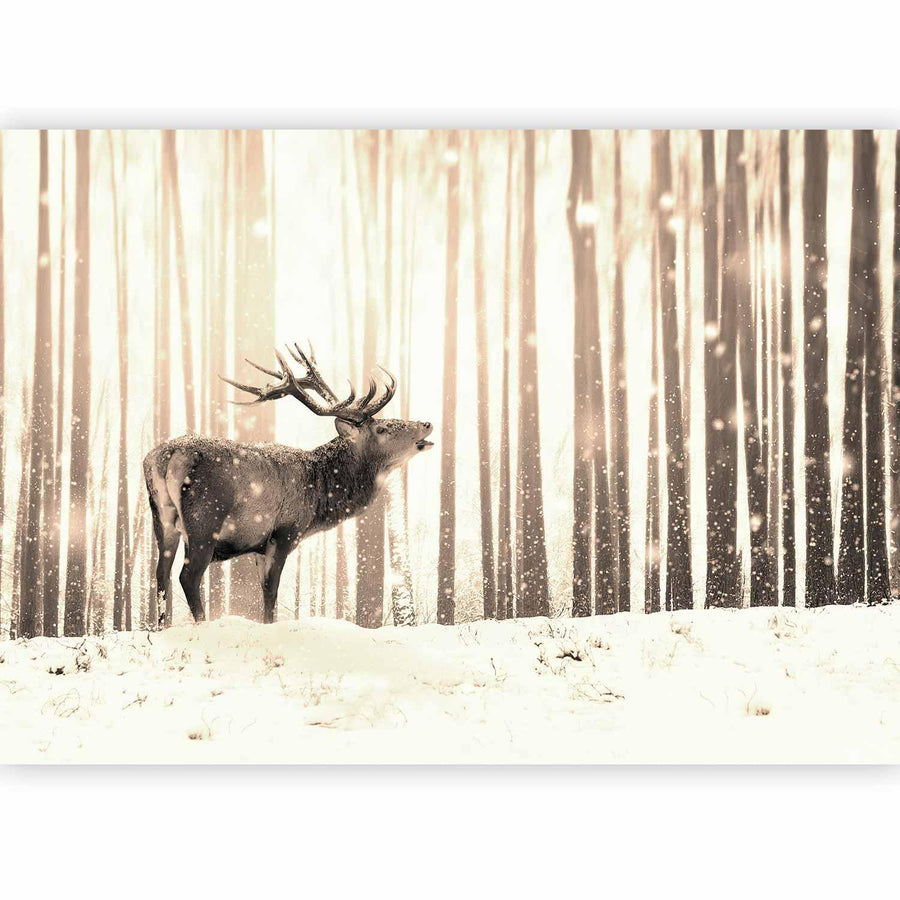 Fototapete - Deer in the Snow (Sepia) Artgeist