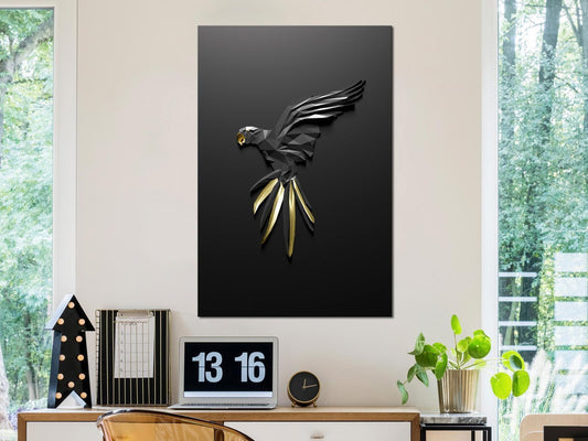 Wandbild Schwarzer Papagei – Elegantes Leinwandbild