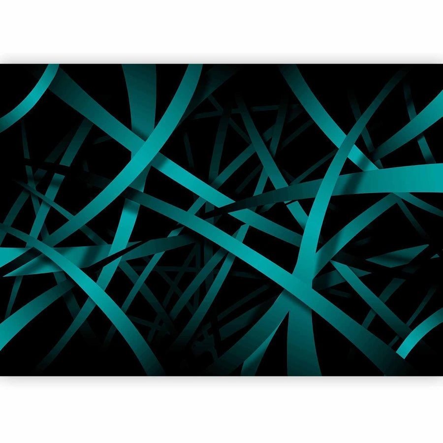 Fototapete Dunkler Hintergrund – Elegantes Design in Schwarz und Türkis