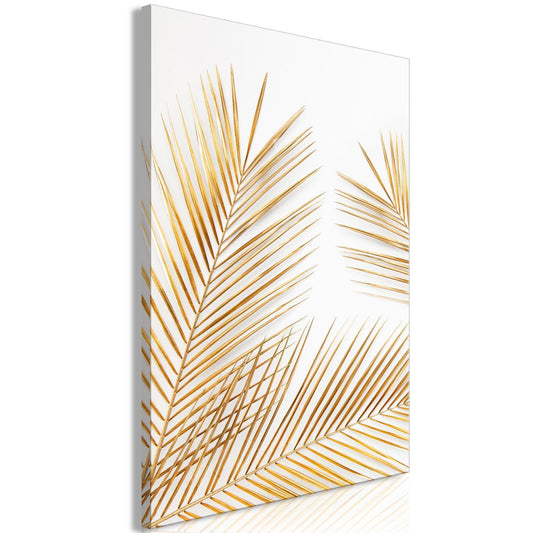 Leinwandbild - Golden Palm Leaves (1 Part) Vertical Artgeist