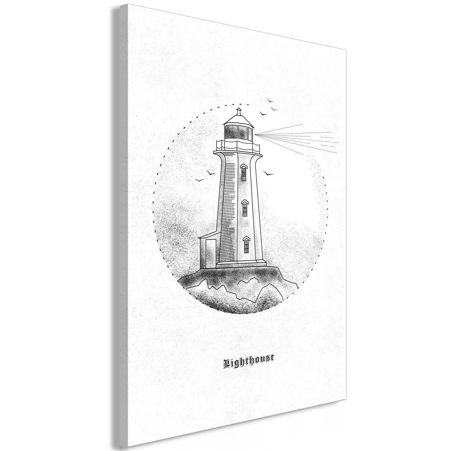 Leinwandbild - Black and White Lighthouse (1 Part) Vertical