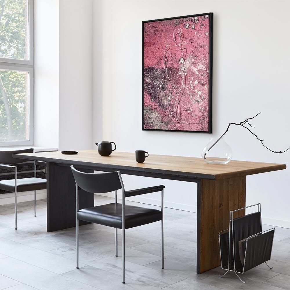 Leinwandbild - Figure on Pink Background (1-part) - Female Silhouette in Marble