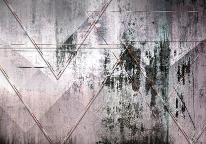 Fototapete Geometrische Wandstruktur – Moderne Linien in Grau und Beige Sawelt