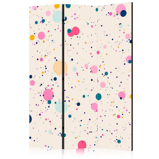 Paravent - Dots - Spots and Splashes Multicolored - Cheerful Pattern on a Light Pink Background Artgeist