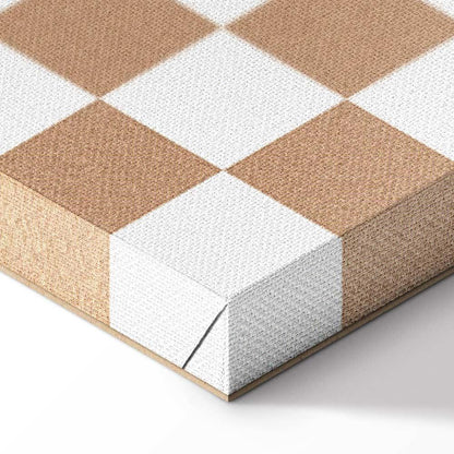 Leinwandbild - Checkerboard Pattern - Brown-White Grid with a Subtle Noise