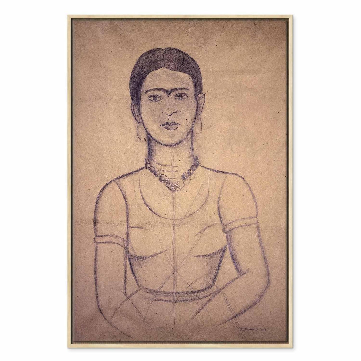 Leinwandbild - Frida Kahlo – Self-Portrait, 1929 (charcoal drawing)