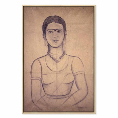 Leinwandbild - Frida Kahlo – Self-Portrait, 1929 (charcoal drawing)