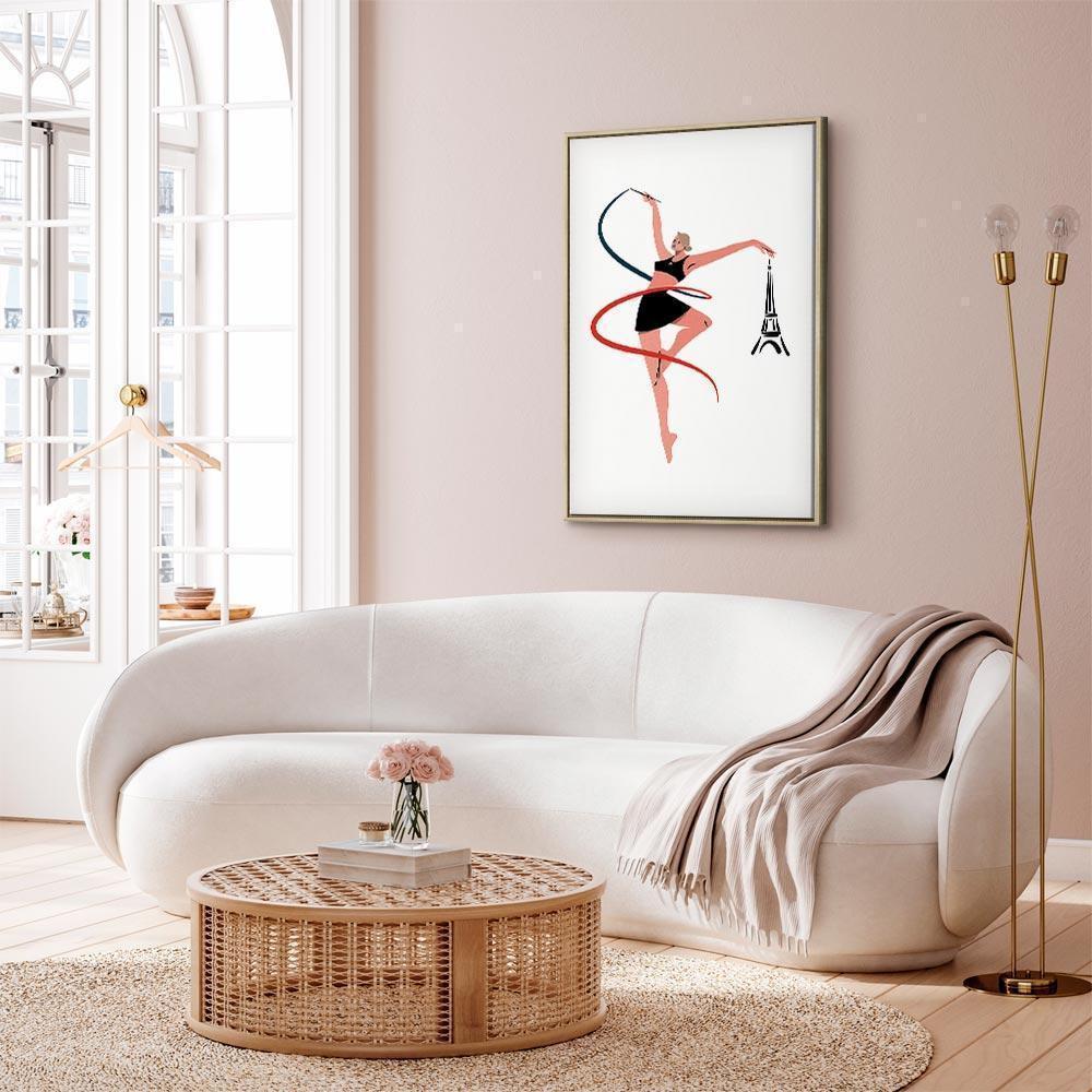 Leinwandbild - Rhythmic Gymnastics - Illustration of a Woman With a Ribbon