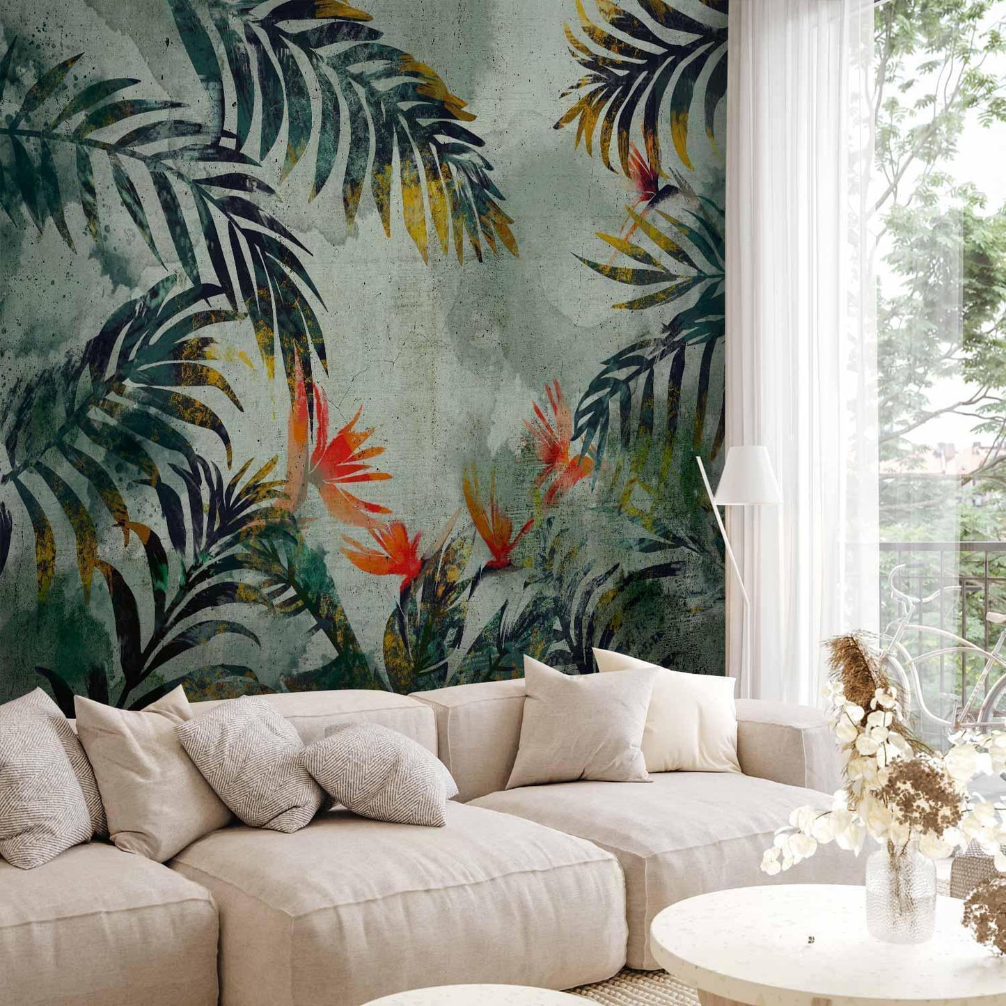 Fototapete „Dschungelblumen – Exotische Farbenpracht für Ihre Wand“