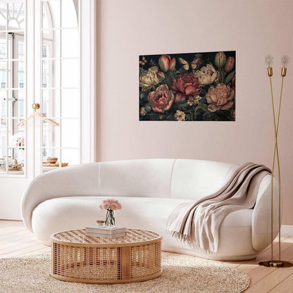 Poster - Flowers on a Turquoise Background