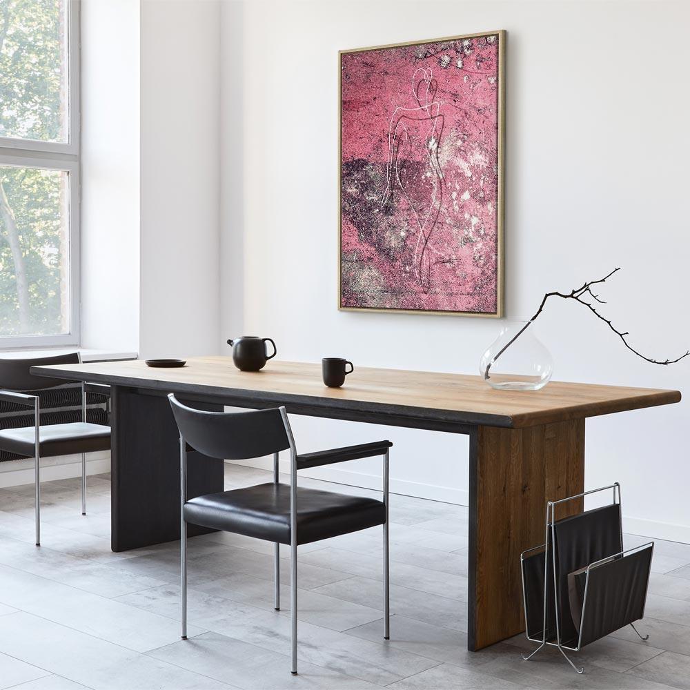 Leinwandbild - Figure on Pink Background (1-part) - Female Silhouette in Marble