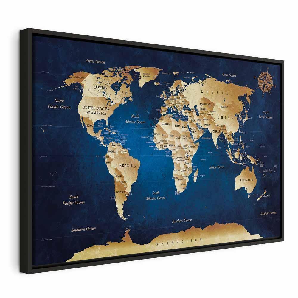 Leinwandbild - World Map: The Dark Blue Depths
