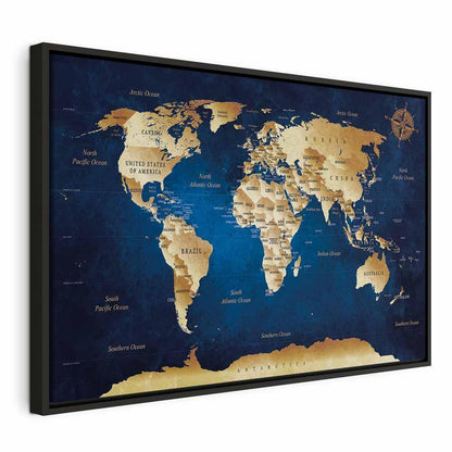 Leinwandbild - World Map: The Dark Blue Depths
