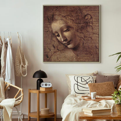 Leinwandbild - Leonardo da Vinci – Head of a Young Woman (Leda)