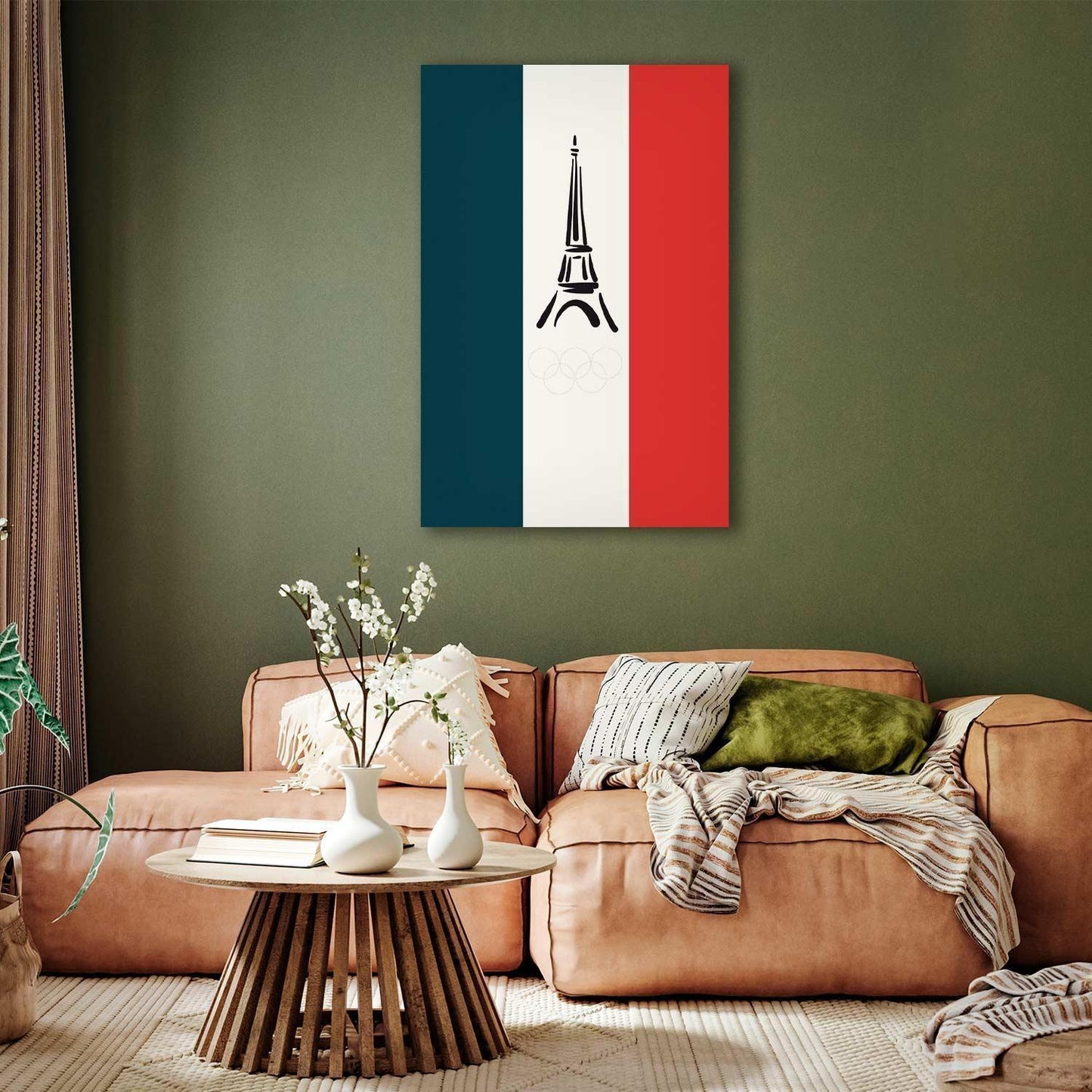 Leinwandbild - French Flag With Graphic Eiffel Tower
