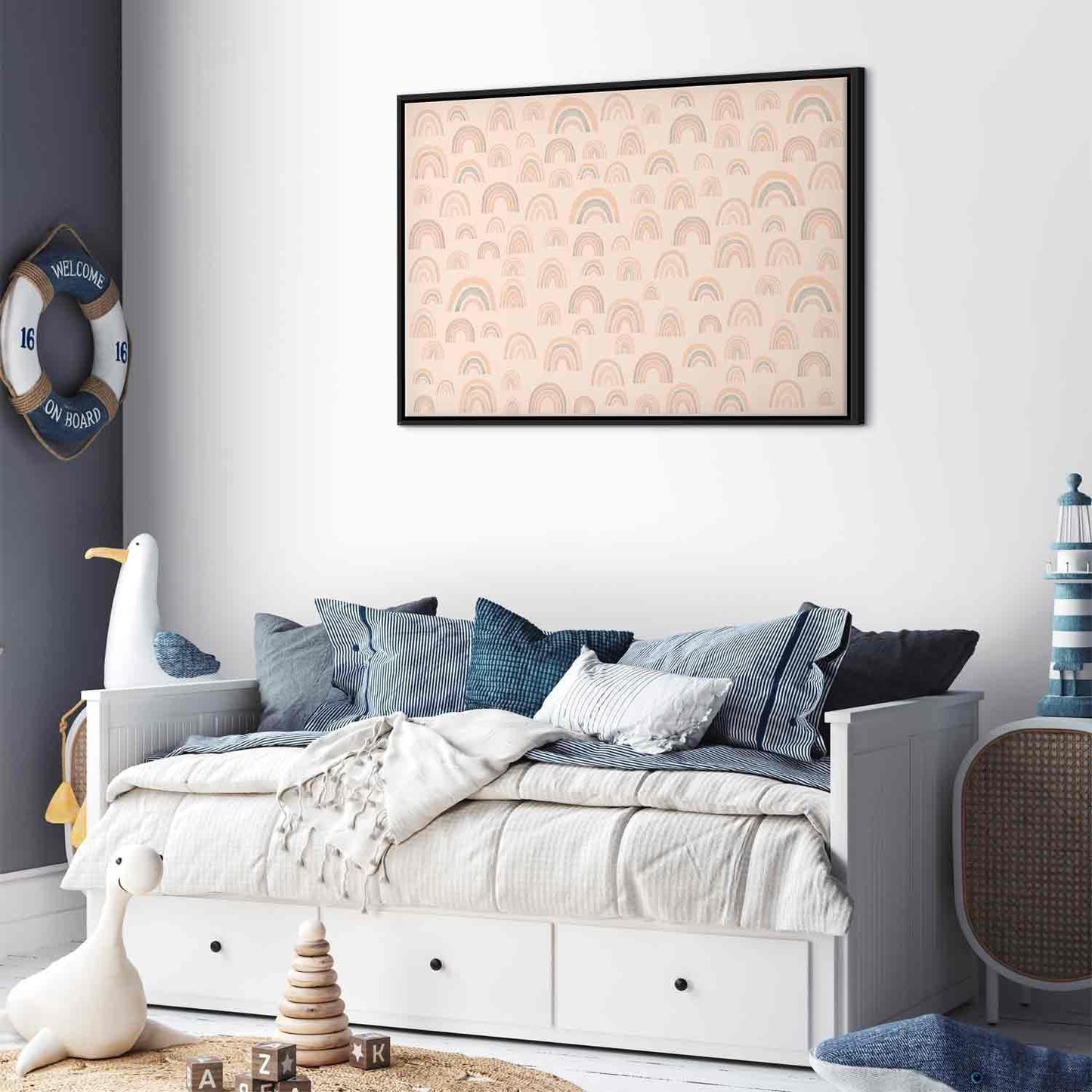 Leinwandbild - August Sky - Various Sizes of Rainbows in Calm Colors