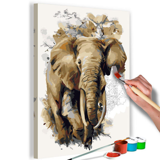 Wandbild zum Ausmalen Beautiful Giant Elefant - Malen nach Zahlen Set majestätisch - Sawelt