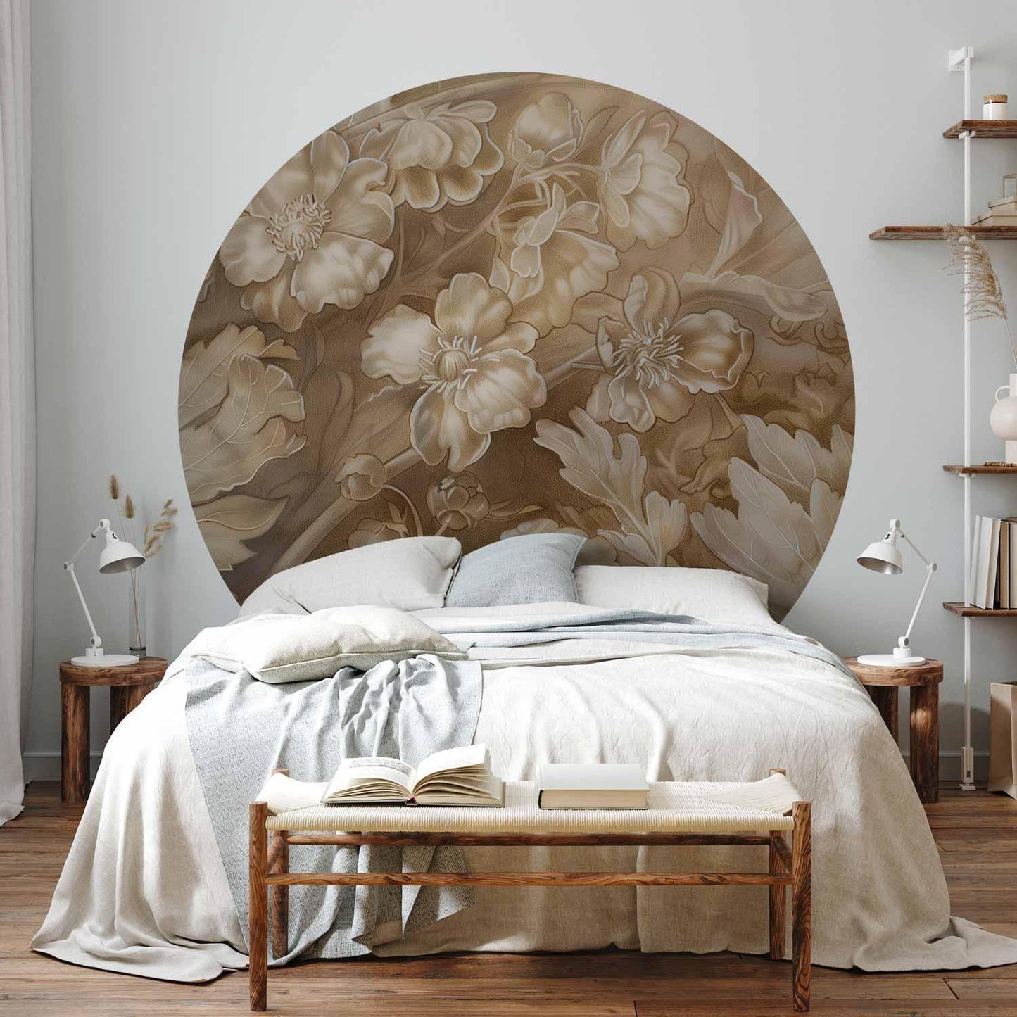 Runde Fototapete - Carved plant and flower ornaments