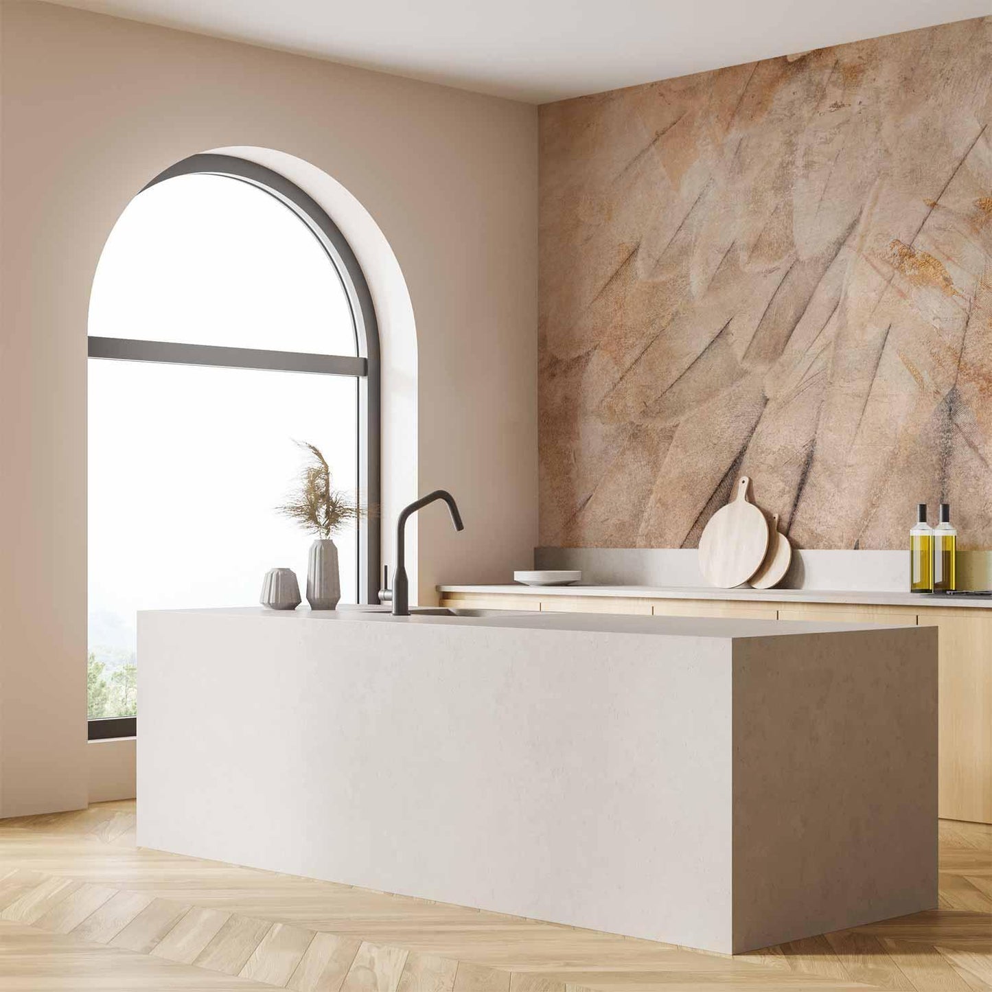 Fototapete - Bird's wings - minimalist close-up on beige feathers with pattern