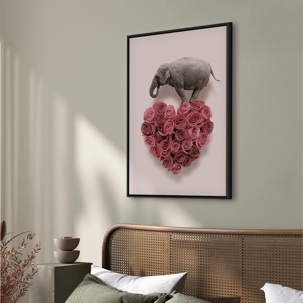 Leinwandbild - Elephant Lover (1-part) - Elephant Amid Pink Flowers