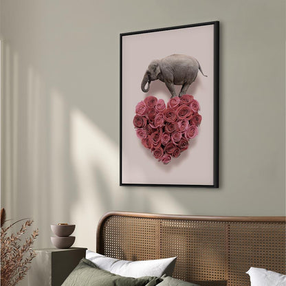 Leinwandbild - Elephant Lover (1-part) - Elephant Amid Pink Flowers