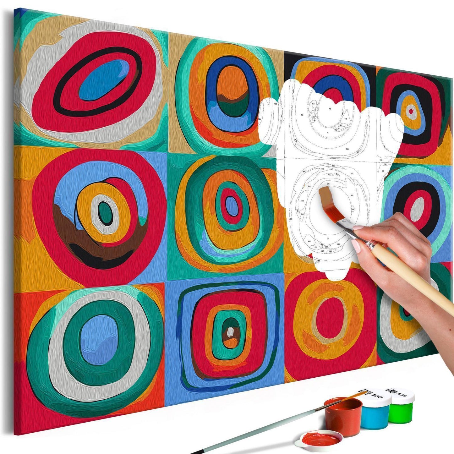 Wandbild zum Ausmalen - Colourful Rings - Bunte Ringe Kunstwerk