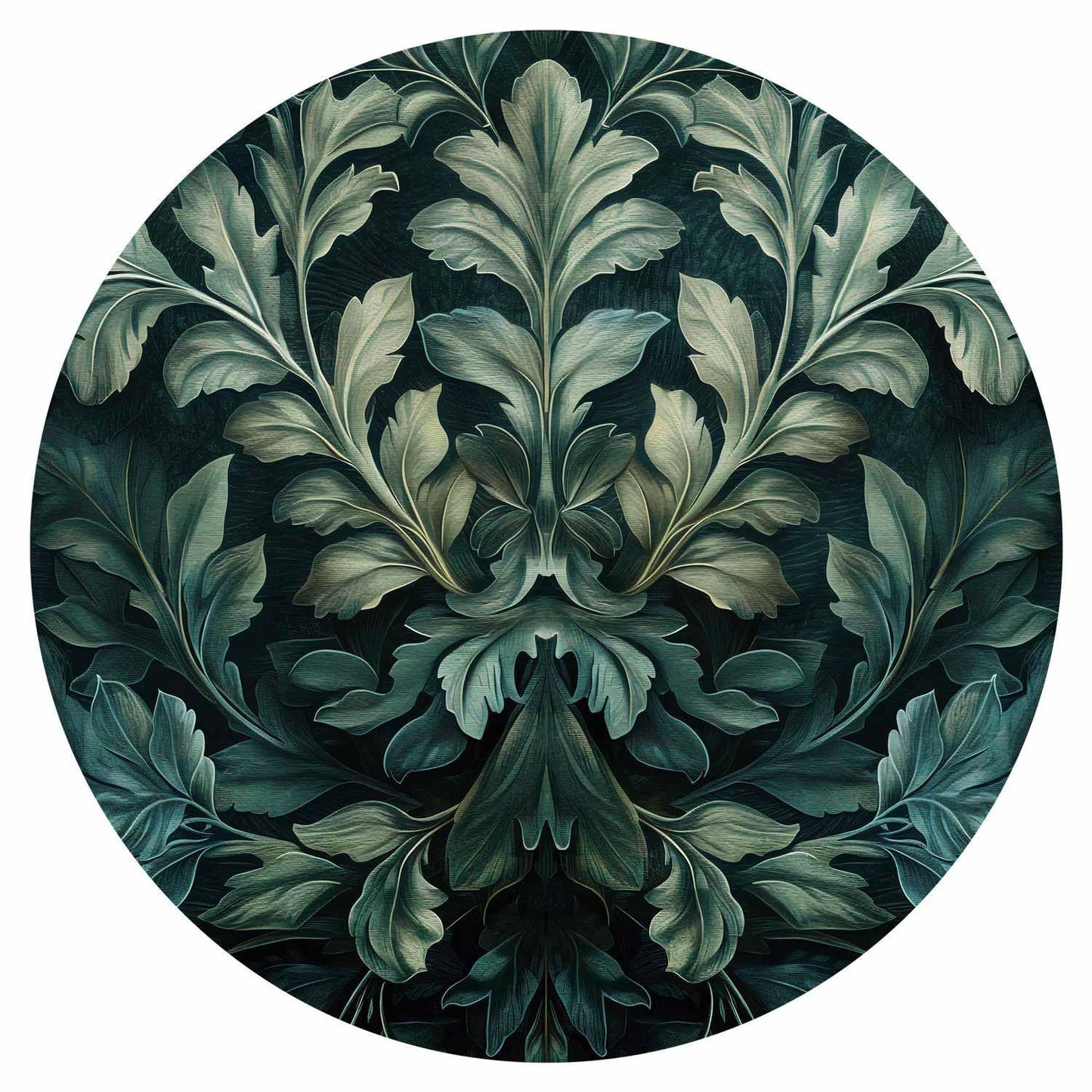 Runde Fototapete - Victorian leaves in dark greens