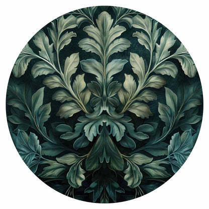 Runde Fototapete - Victorian leaves in dark greens
