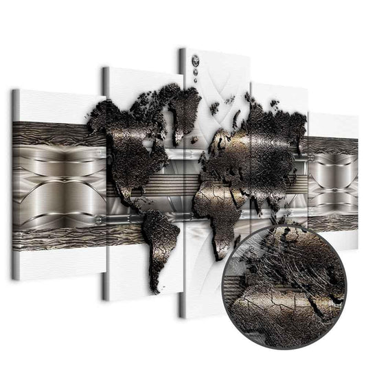 Leinwandbild - Metal World Map II