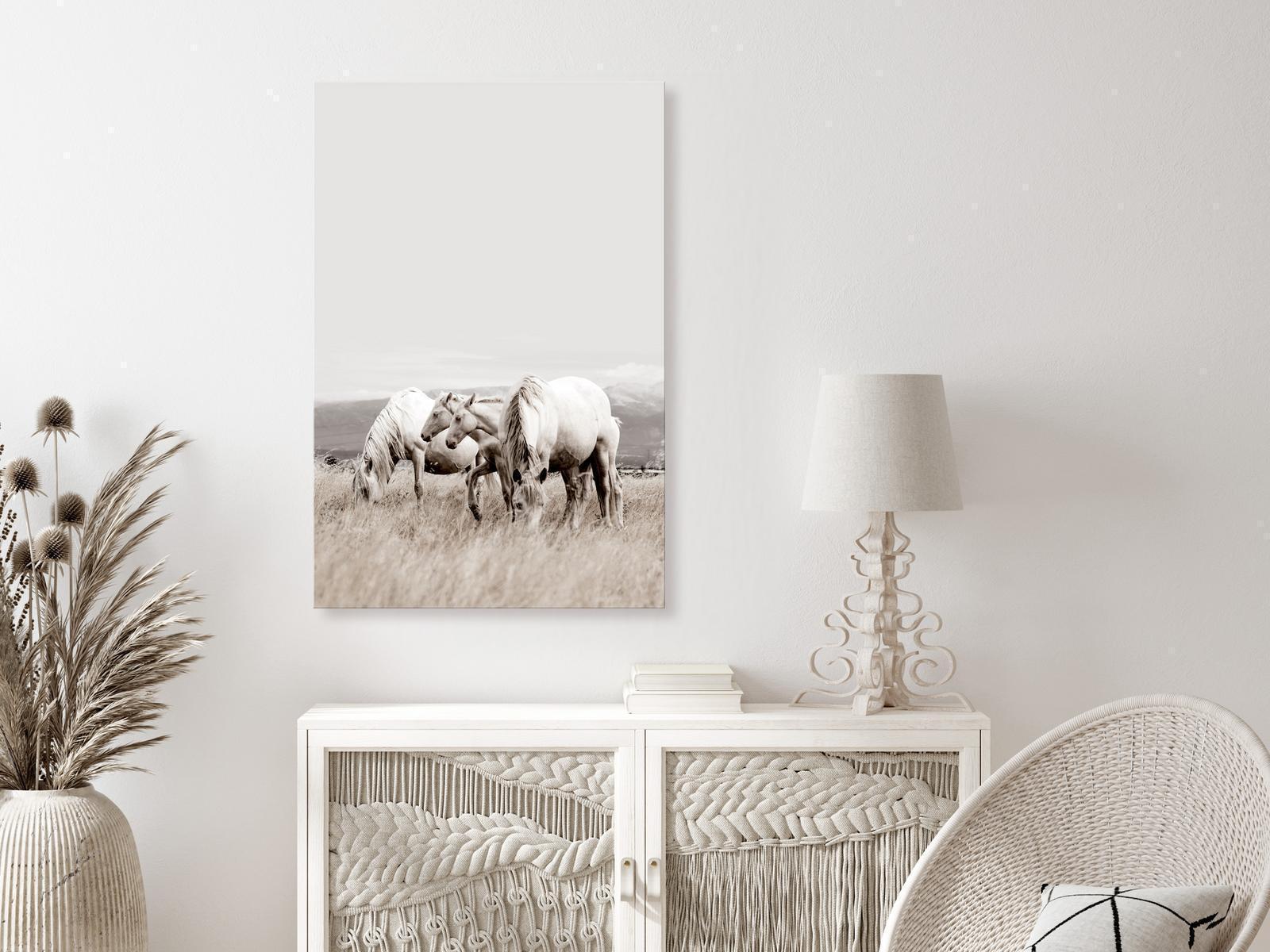 Leinwandbild - White Horses (1 Part) Vertical Artgeist