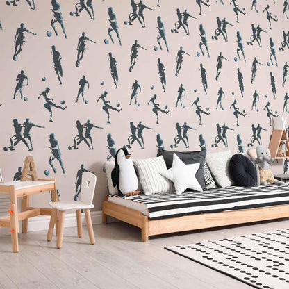 Tapete - Football Characters - Action and movement in silhouettes on a light background