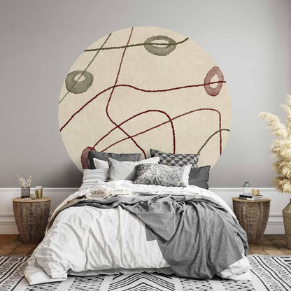 Runde Fototapete - Lines and shapes – bead labyrinth on a pale washed background