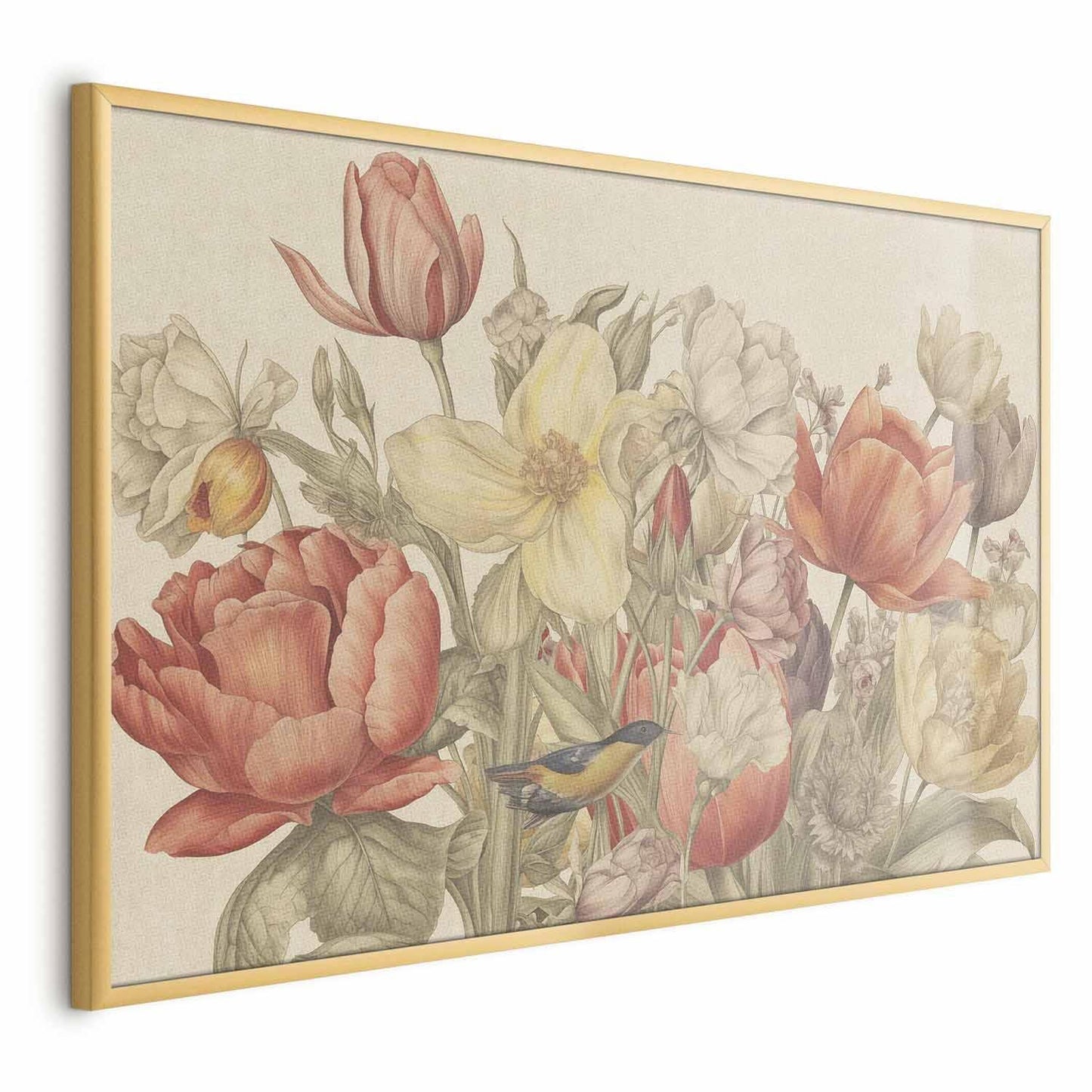 Poster - Flower Bouquet on a Cream Background