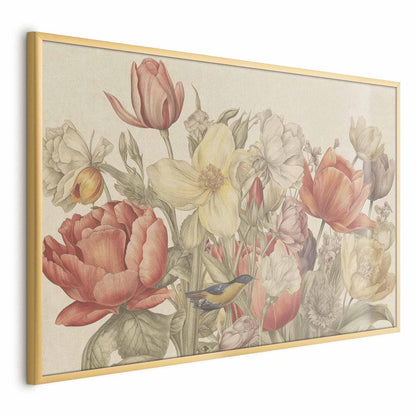 Poster - Flower Bouquet on a Cream Background