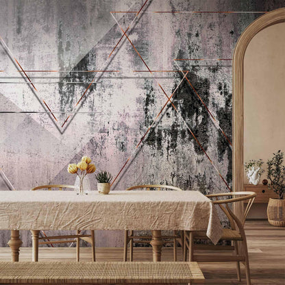 Fototapete Geometrische Wandstruktur – Moderne Linien in Grau und Beige Sawelt