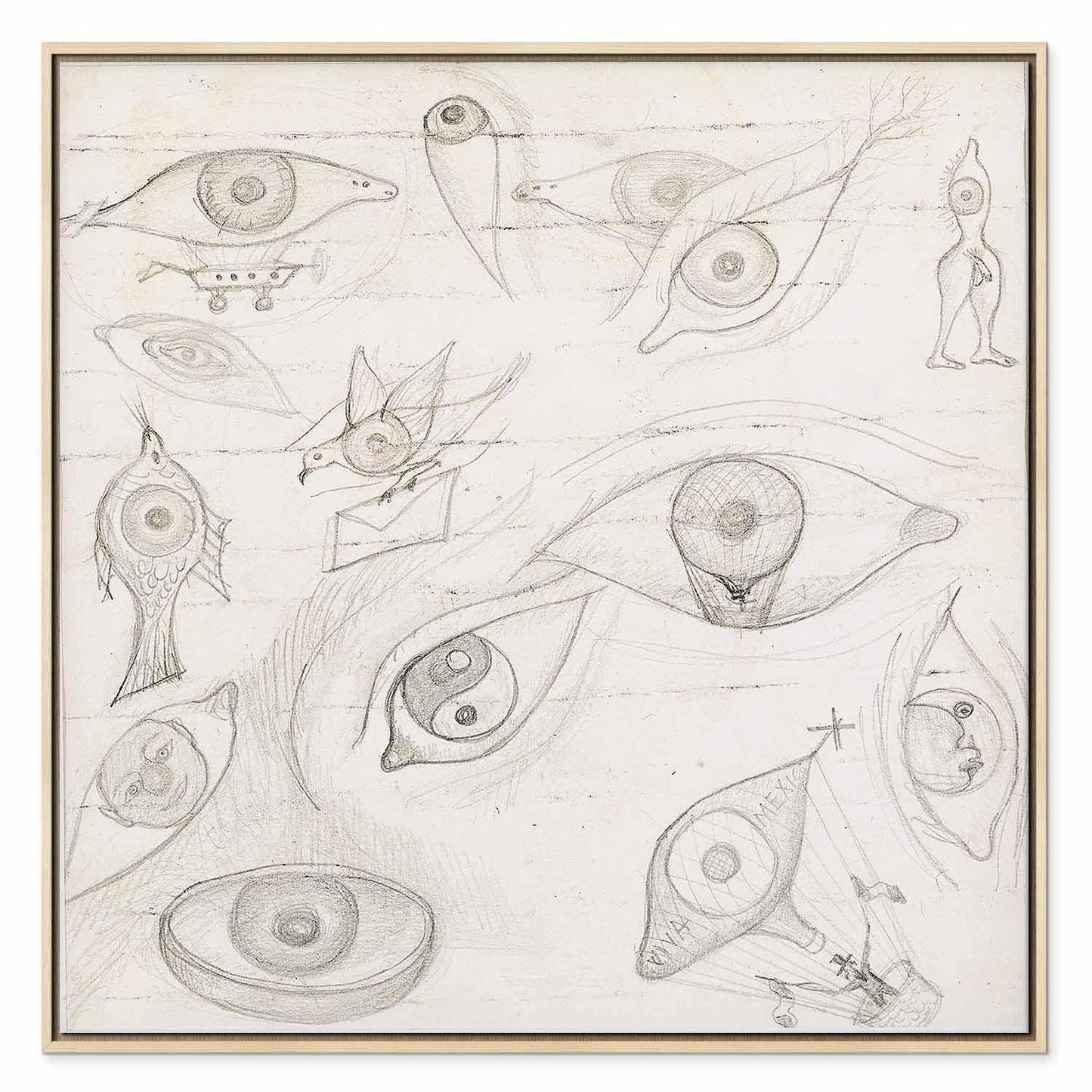 Leinwandbild - Frida Kahlo – Drawing of Eyes
