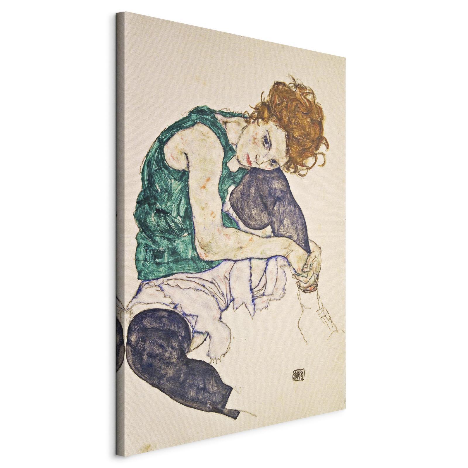 Leinwandbild - Seated Woman with Legs Drawn Up Artgeist