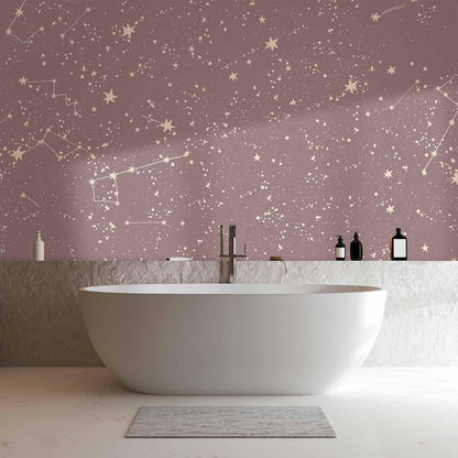 Fototapete - Night Sky - Artistic Constellations and Stars in Pastel Shades